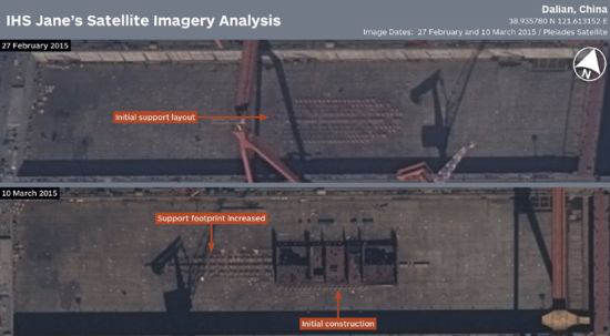 中国首艘国产航母卫星照疑曝光 龙骨清晰可见(图)