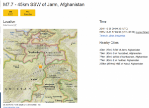阿富汗发生7.7级强震  巴基斯坦印度有强烈震感
