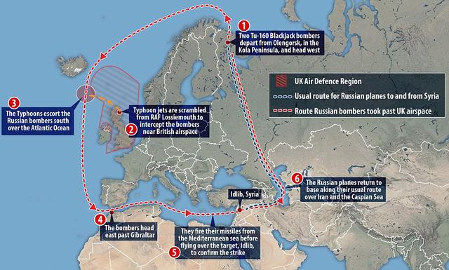 俄军图160满载导弹赴叙途中绕欧洲飞一圈(组图)