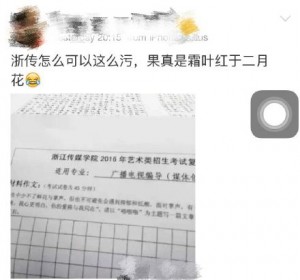 浙江一高校考题要求以"啪啪啪"为题写作(组图)