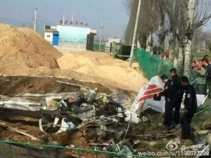 陕西小飞机坠落农家田头 两人当场死亡(组图)