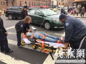 法拉盛华裔老者被撞 外州牌照轿车不顾行人