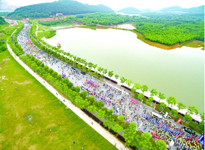 5万徒步客雨中行走武汉最美步道 边走边赏景(图)