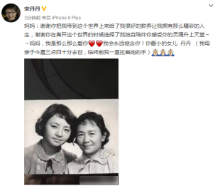 宋丹丹母亲今凌晨去世 临终前母女一直手牵手(图)