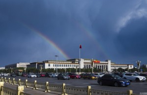 北京阵雨过后 上空出现惊艳双彩虹景观(高清组图)