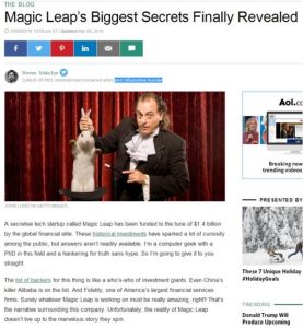 马云8亿美元领投的Magic Leap到底是不是骗子？