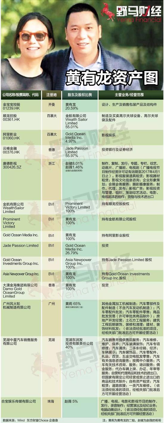 入股5家上市公司 揭秘赵薇百亿富商老公黄有龙