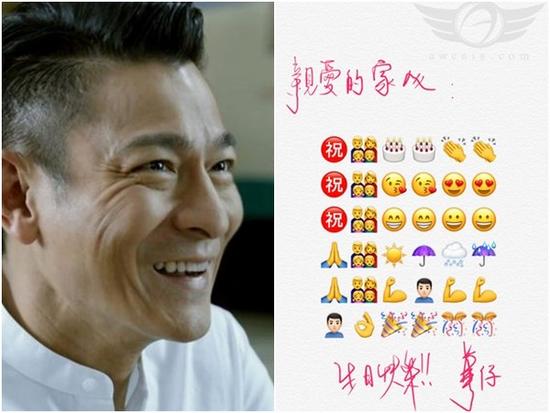 坠马17天！刘德华亲笔信+Emoji表情报平安 (图)