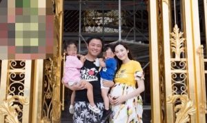 吴佩慈未婚怀第三胎已7个月 全家福大肚如箩(图)