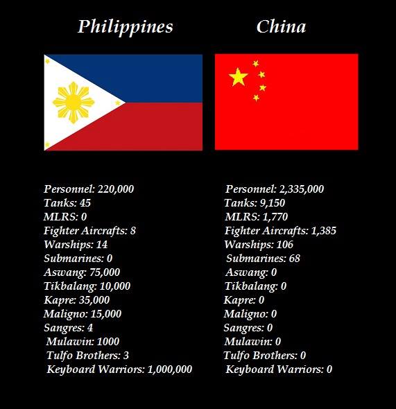 菲网友列中菲"军力"对比：打败中国靠它了(组图)